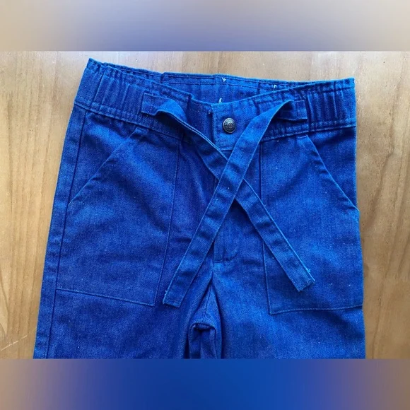 RARE LEVIS 60’s SAILOR DENIM FLARE TIE ELASTIC WAIST BELL BOTTOMS Size 22” Waist